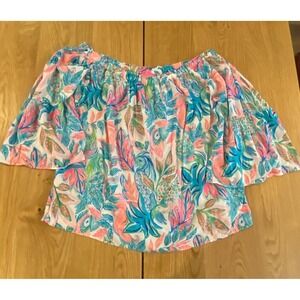 Lilly Pulitzer Nevie Top in Totally Blossom Off The Shoulder size Large